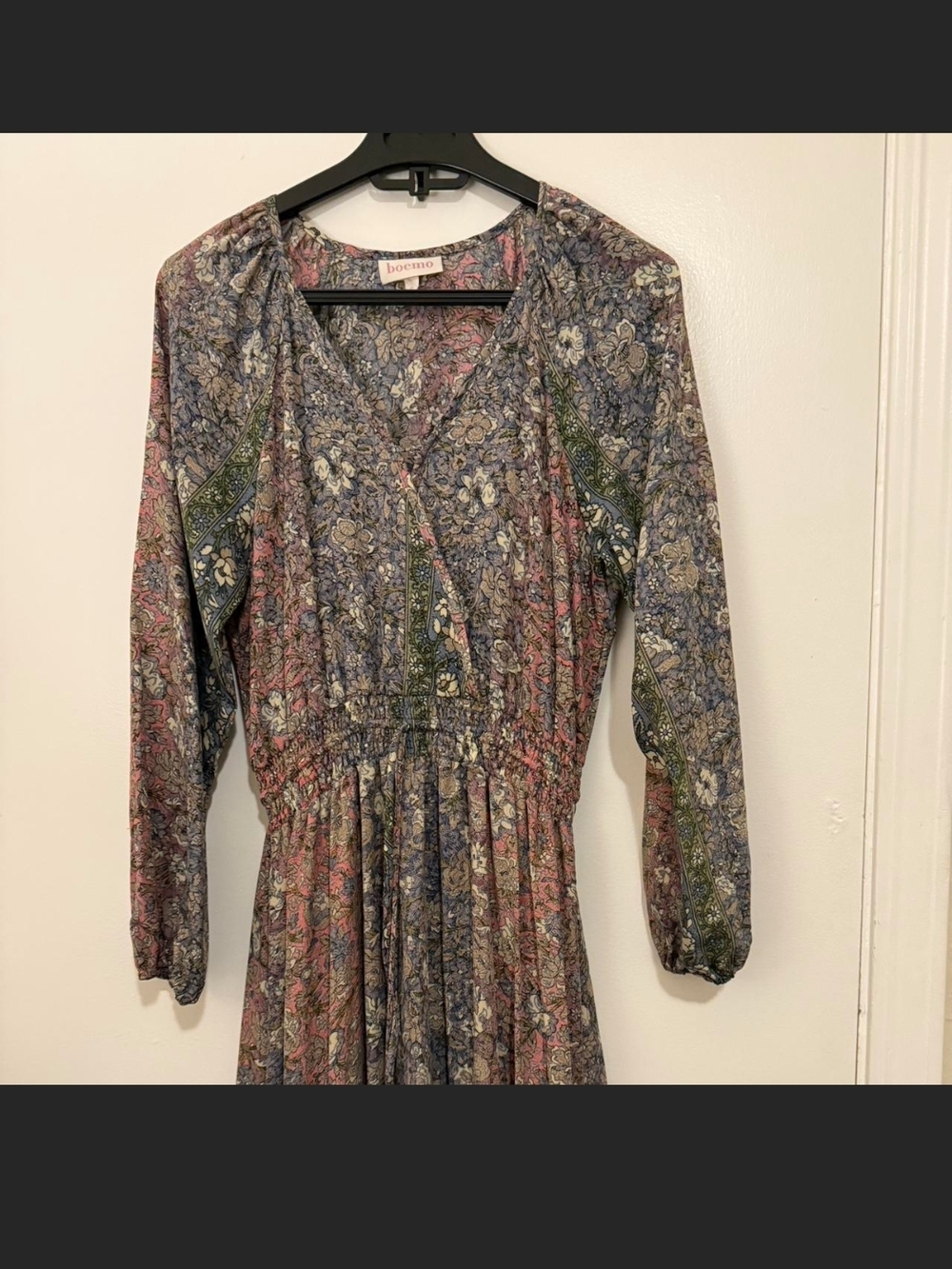 Anthropologie Floral Maxi Dress in Muted Pink, Blue and Green